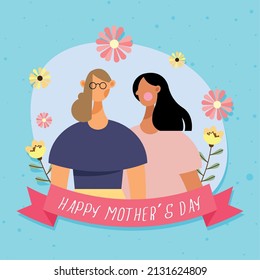 happy mothers day floral card design