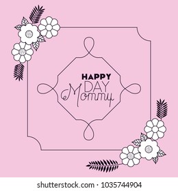 happy mothers day with floral decoration card