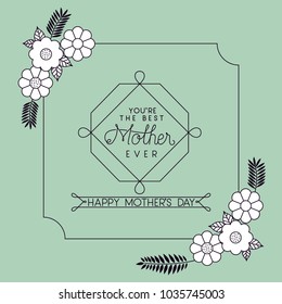 happy mothers day with floral decoration card