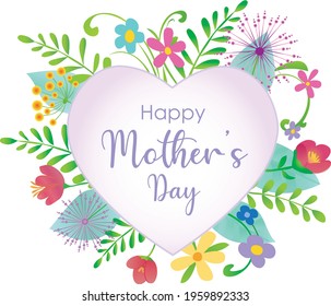 Happy Mother's Day Floral Design with simple heart in center