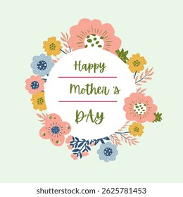 Happy mother's day floral greeting card celebrating mom with love and family
