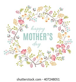 Happy Mother's Day floral greeting. Vector background