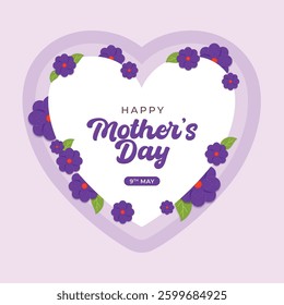 Happy Mother's Day Floral Heart Card
