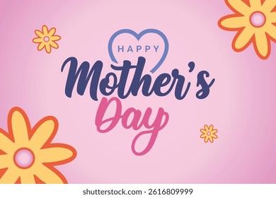 Happy Mother's Day Floral Pink vector