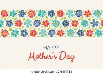 Happy Mother's Day - floral poster with wishes. Vector.