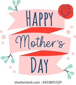 Happy Mother's Day Floral Sticker Vector Illustration