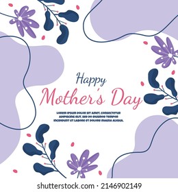 Happy Mother's Day Flower Floral Card Flat Illustration