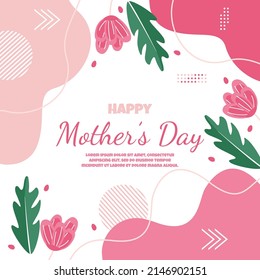 Happy Mother's Day Flower Floral Memphis Card Flat Illustration