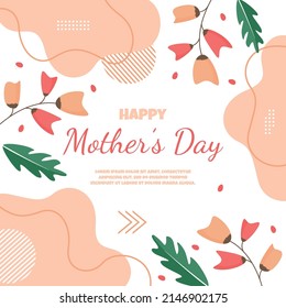 Happy Mother's Day Flower Floral Memphis Card Flat Illustration