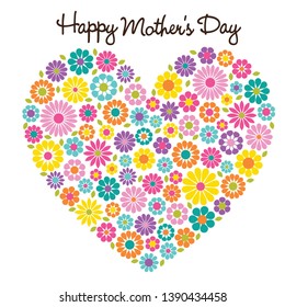 happy mother's day flower heart graphic