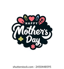 happy mother's day flower sticker tshirt vector illustration template design