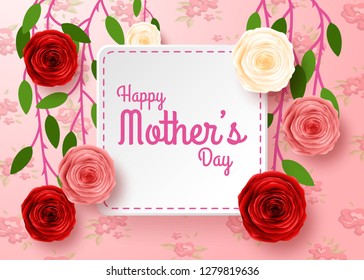 Happy Mother's Day with flowers background