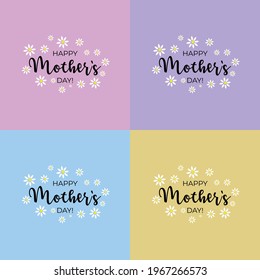Happy Mother's Day with flowers banner set