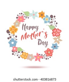 Happy Mothers Day flowers greeting card. Vector illustration.