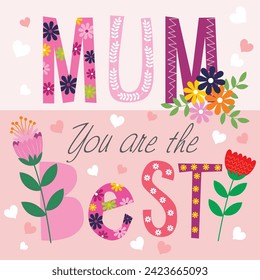 Happy mother's day with flowers and lettering