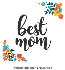 happy mothers day, flowers petals foliage decoration card vector illustration