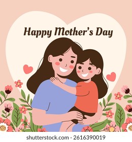 Happy Mother's Day with flowers. Vector illustration