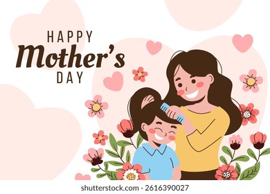 Happy Mother's Day with flowers. Vector illustration