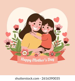 Happy Mother's Day with flowers. Vector illustration