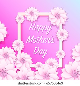 Happy mother's day frame flower signboard. Vector illustration