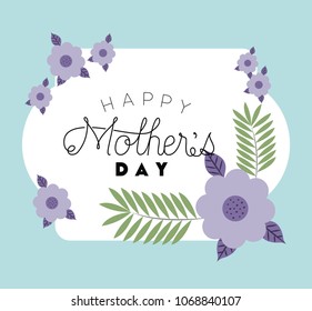 happy mothers day frame with flowers