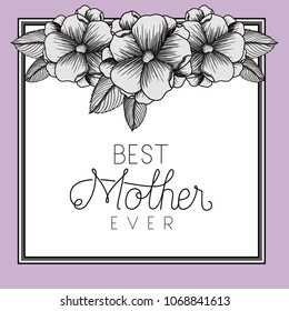 happy mothers day frame with flowers