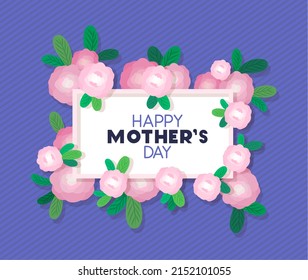 happy mothers day frame with flowers