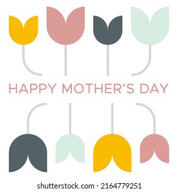 Happy Mother's Day. Geometrical flowers. Vector illustration, flat design