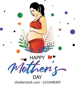 Happy Mother's Day getting template design isolation background. Mother's Day Line art drawing over white background. colorful template design over white background. 