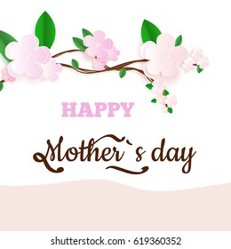 Happy Mothers day. Gift card with apple branch.