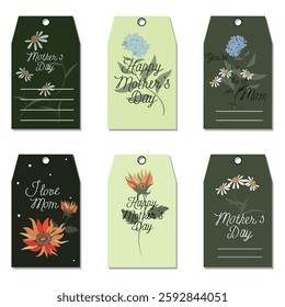 Happy Mother's Day. Gift tags for beloved mothers. On a transparent background.