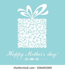 Happy Mother's Day! Greeting card. Celebration mint background with gift boxes and place for your text. Vector Illustration