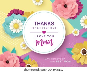 Happy Mother's Day greeting card design with beautiful blossom flowers