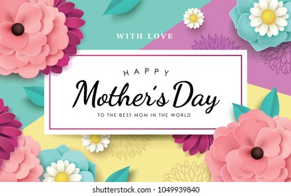 Happy Mother's Day greeting card with beautiful blossom flowers