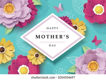 Happy mother's day greeting card with beautiful blossom flowers