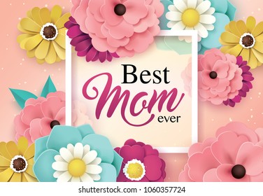 Happy Mother's Day greeting card design with beautiful blossom flowers