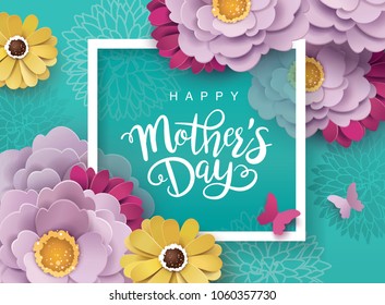 Happy Mother's Day greeting card design with beautiful blossom flowers