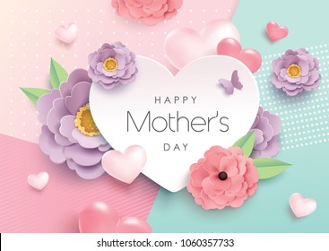 Happy Mother's Day greeting card design with beautiful blossom flowers