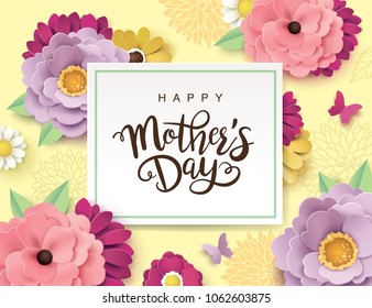 Happy Mother's Day greeting card design with beautiful blossom flowers