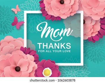 Happy Mother's Day greeting card design with beautiful blossom flowers