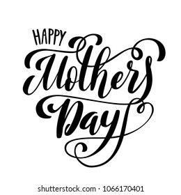 Happy Mothers Day greeting card with hand-drawn lettering. Vector illustration.