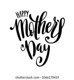 Happy Mothers Day greeting card with hand-drawn lettering. Vector illustration.