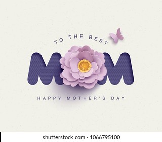 Happy mother's day greeting card with typography design and beautiful blossom flower