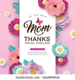 Happy Mother's Day greeting card design with beautiful blossom flowers