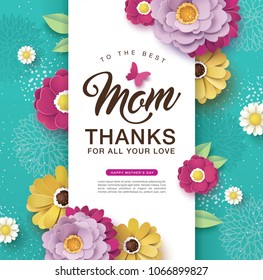 Happy Mother's Day greeting card design with beautiful blossom flowers