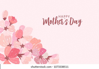 Happy Mother's day greeting card with Sakura flowers background. Vector Illustration EPS10