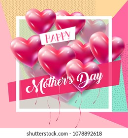Happy Mother's day greeting card with romance decoration, vector illustration, abstract festive background.