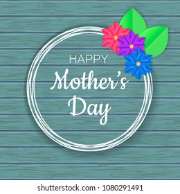 Happy mother's day greeting card design with paper cut flowers. Design for flyer, card, invitation.