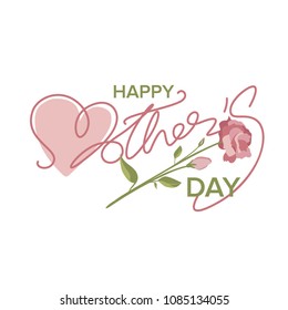 Happy Mothers day greeting card with typographic design and floral element. Vector illustration.