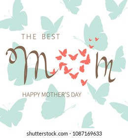 Happy Mothers day greeting card with typographic design elements. Vector illustration. 